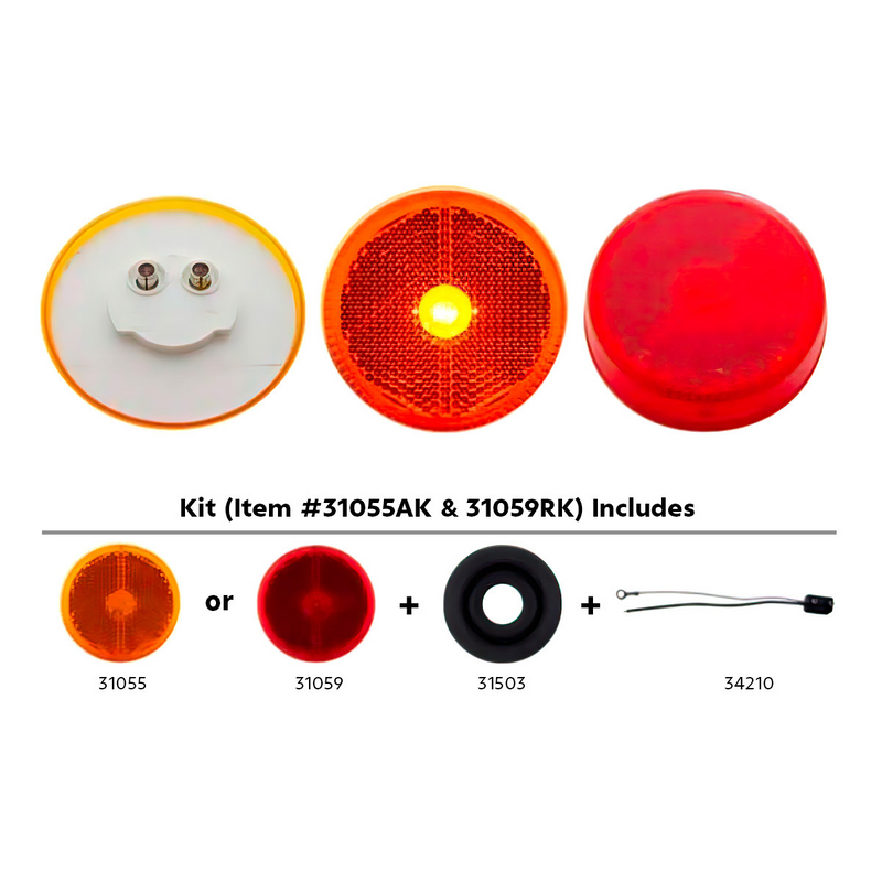 UP-31059RK 2-1/2" Round Reflectorized Light Kit (Clearance/Marker) - Red Lens