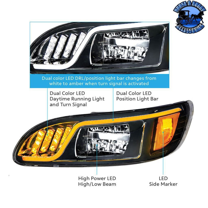 Pale Goldenrod All LED Blackout Headlights Dual LED Turn Signal 2005-2015 PB-386,1999-2010 387 up-31073 - up-31074 HEADLIGHT Driver's Side,Passenger's Side