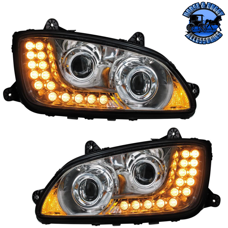 PROJECTION HEADLIGHT ASSEMBLY FOR 2007-2017 KENWORTH T660- PAIR HEADLIGHT Tan