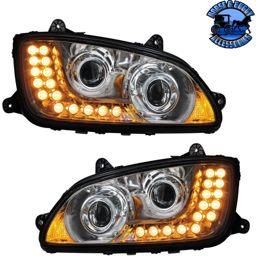 Tan PROJECTION HEADLIGHT ASSEMBLY FOR 2007-2017 KENWORTH T660- PAIR HEADLIGHT