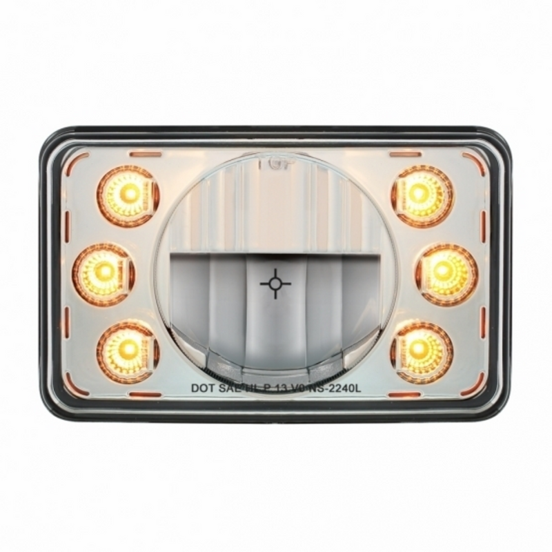 ULTRALIT - 4" X 6" LED Headlight With Dual Function 6 Amber LED Position Lights - Low Beam