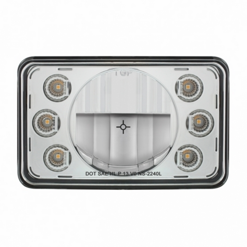 ULTRALIT - 4" X 6" LED Headlight With Dual Function 6 Amber LED Position Lights - Low Beam