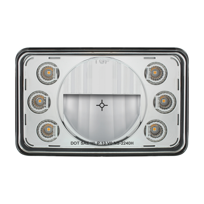 LED 4" X 6" Headlight w/ Dual Function 6 Amber LED Position Lights - High Beam