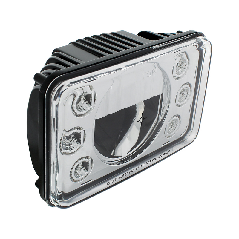 LED 4" X 6" Headlight w/ Dual Function 6 Amber LED Position Lights - High Beam