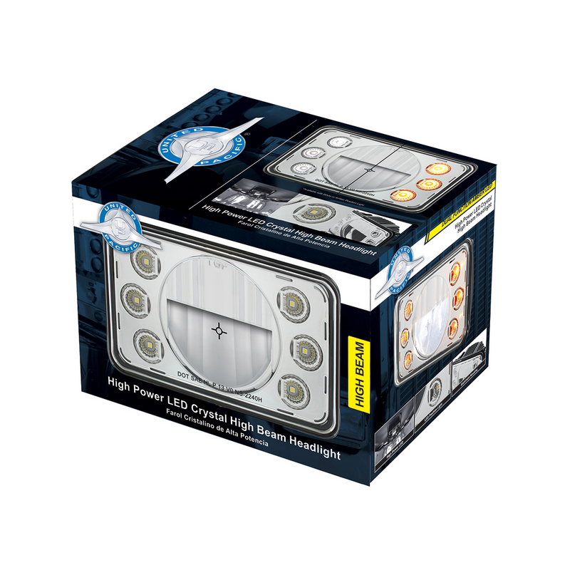 LED 4" X 6" Headlight w/ Dual Function 6 Amber LED Position Lights - High Beam