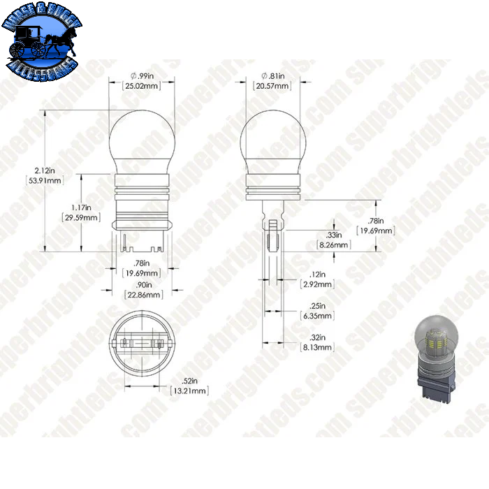 SB-3156-CW3W-G 3156 COOL WHITE LED BULB W/STOCK COVERNCTION 36 DOIDE TOWER-WEDGE RETROFIT