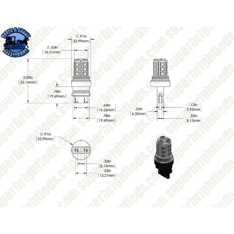 SB-3157-A18-T-CK 3157 CK AMBER LIGHT BULB; DUAL INTENSITY 18 SMD LEDS
