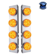 SS Front Air Cleaner Bracket 8X 17 LED Watermelon Lights For Peterbilt-Amber LED & Lens (Pair) #31974 watermelon sealed led Light Gray