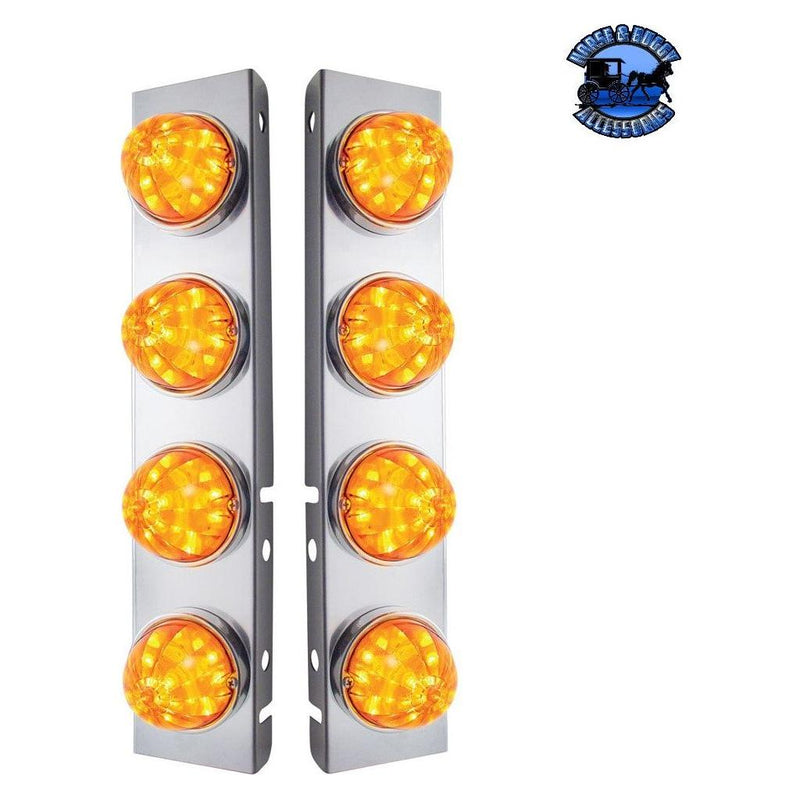 SS Front Air Cleaner Bracket 8X 17 LED Watermelon Lights For Peterbilt-Amber LED & Lens (Pair) #31974 watermelon sealed led Light Gray