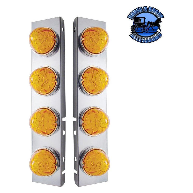 SS Front Air Cleaner Bracket 8X 17 LED Watermelon Lights For Peterbilt-Amber LED & Lens (Pair) #31974 watermelon sealed led Light Gray