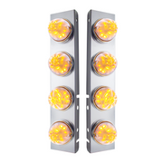 UP-31975 SS Front Air Cleaner Bracket With 8X 17 LED Watermelon Lights & SS Bezels For Peterbilt -Amber LED/Clear Lens (Pair)