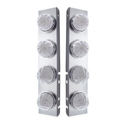 UP-31975 SS Front Air Cleaner Bracket With 8X 17 LED Watermelon Lights & SS Bezels For Peterbilt -Amber LED/Clear Lens (Pair)