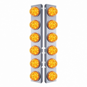 UP-31978 SS Front Air Cleaner Bracket W/12X 17 LED Watermelon Lights & SS Bezels For Peterbilt-Amber LED & Lens (Pair)