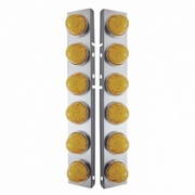 UP-31978 SS Front Air Cleaner Bracket W/12X 17 LED Watermelon Lights & SS Bezels For Peterbilt-Amber LED & Lens (Pair)