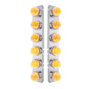 UP-31979 SS Front Air Cleaner Bracket W/12X 17 LED Watermelon Lights & SS Bezels For Peterbilt-Amber LED/Clear Lens (Pair)
