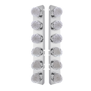UP-31979 SS Front Air Cleaner Bracket W/12X 17 LED Watermelon Lights & SS Bezels For Peterbilt-Amber LED/Clear Lens (Pair)