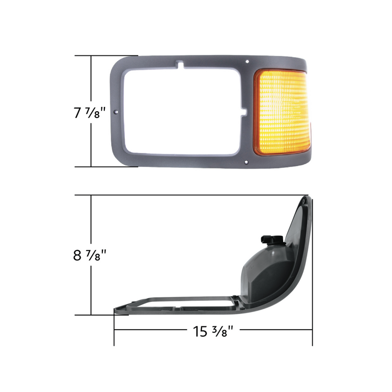 Gray Plastic Headlight Bezel With Parking Light For 2000-2015 Ford F-650/F-750 - Driver