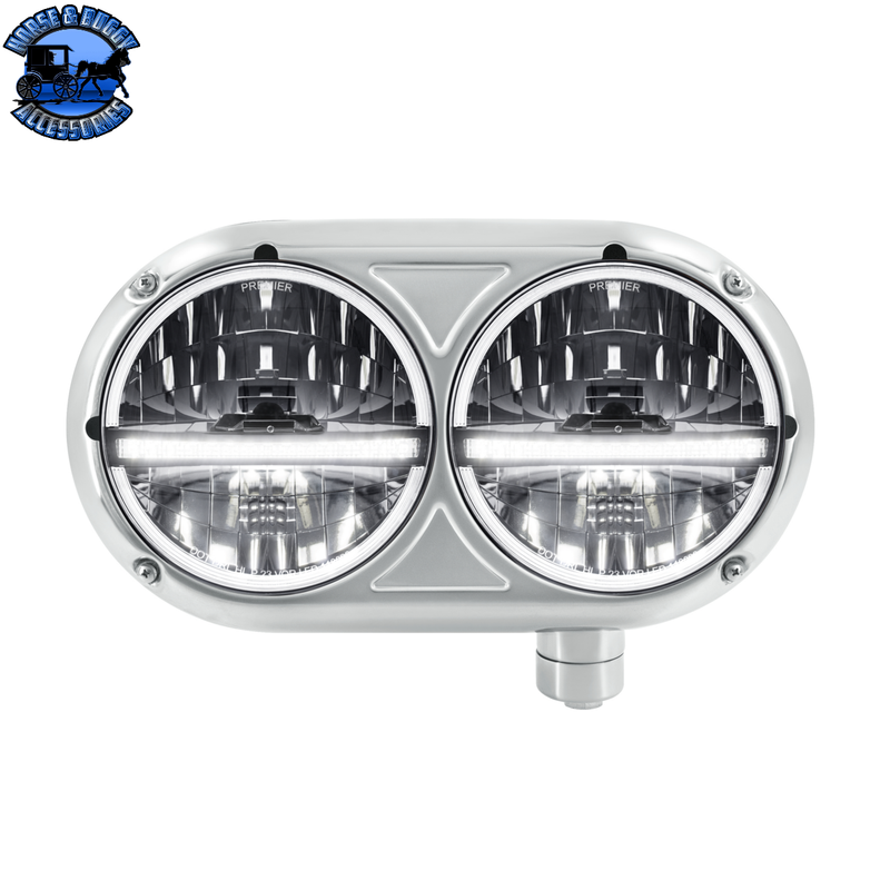 Headlight Assembly With 304 SS Housing & 20 LED Headlights W/LED Position Light For Peterbilt 359 (Choose Side)