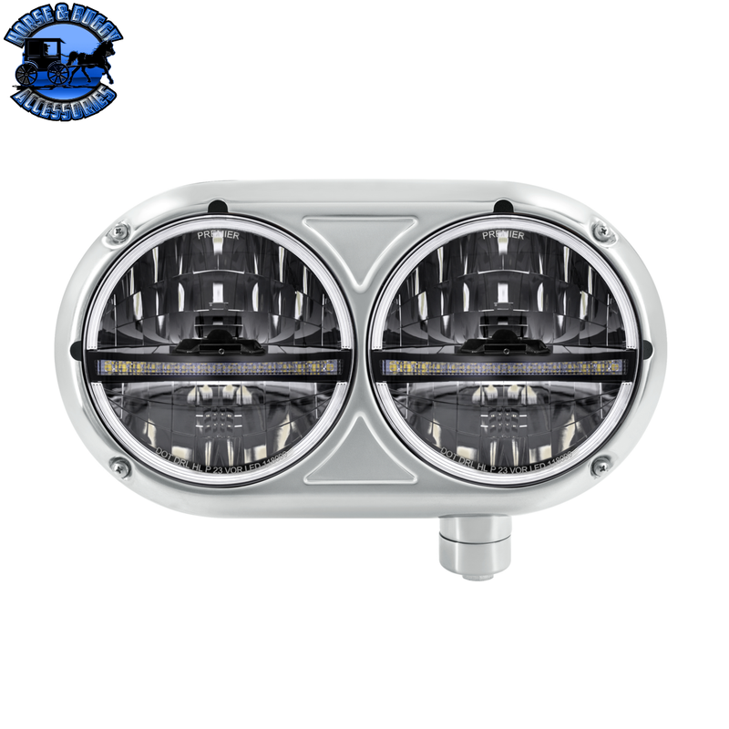 Headlight Assembly With 304 SS Housing & 20 LED Headlights W/LED Position Light For Peterbilt 359 (Choose Side)