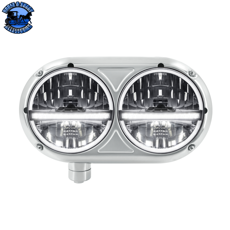 Headlight Assembly With 304 SS Housing & 20 LED Headlights W/LED Position Light For Peterbilt 359 (Choose Side)