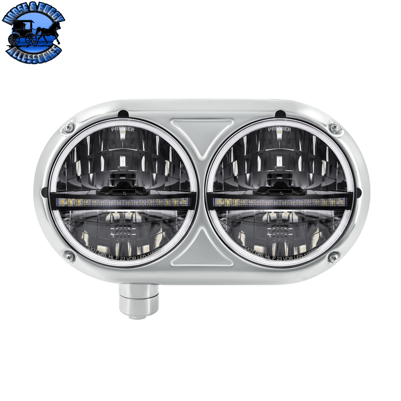 Headlight Assembly With 304 SS Housing & 20 LED Headlights W/LED Position Light For Peterbilt 359 (Choose Side)
