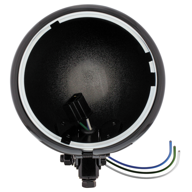 Black 5-3/4" Motorcycle Headlight Housing Only - Bottom Mount