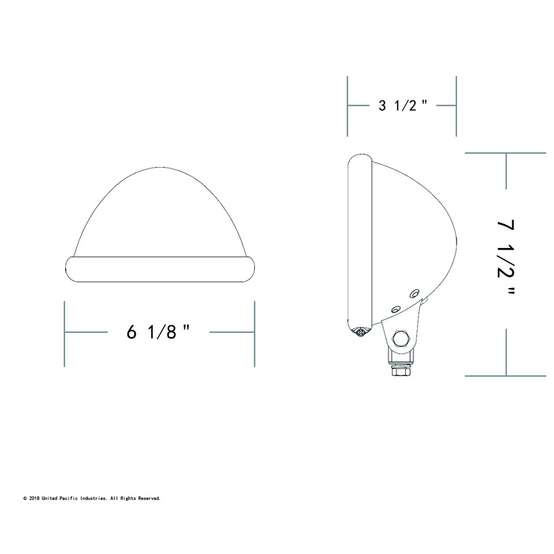 Black 5-3/4" Motorcycle Headlight Housing Only - Bottom Mount