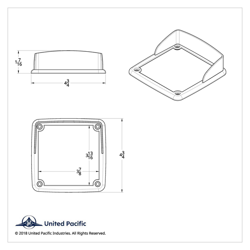 LED Square Double Face Light Bezel With Visor - Fits Up 38750 Series