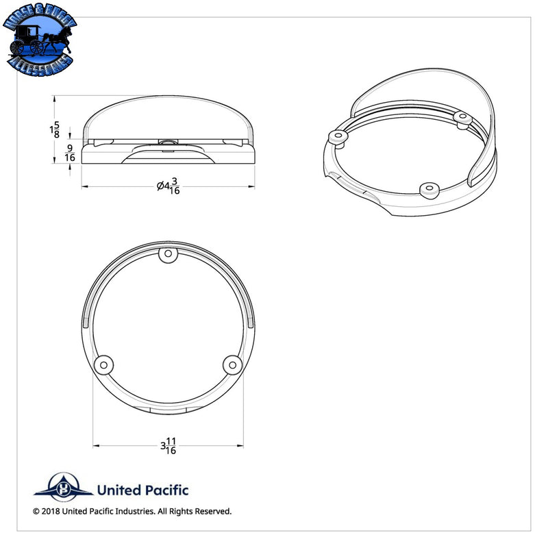 UP-32104 Round Double Face Light Bezel With Visor - Fits 38113 Series