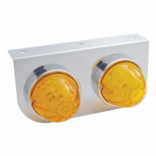 UP-32322 Stainless Light Bracket With 2X 17 LED Watermelon Lights - Amber LED/Amber Lens