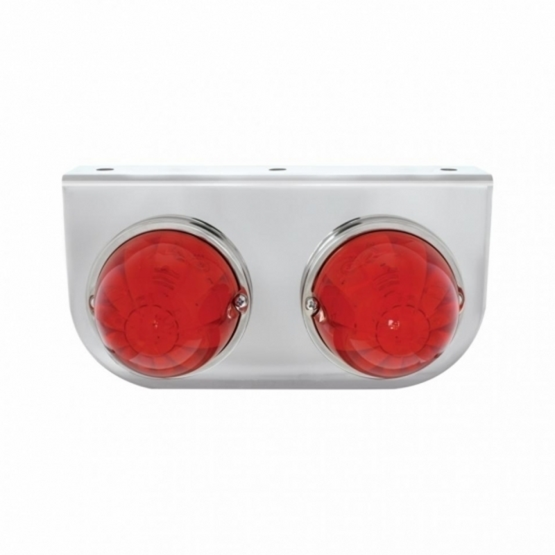 UP-32323 Stainless Light Bracket With 2X 17 LED Watermelon Lights - Red LED/Red Lens