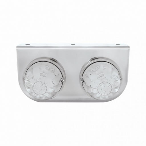 UP-32324 Stainless Light Bracket With 2X 17 LED Watermelon Lights - Amber LED/Clear Lens