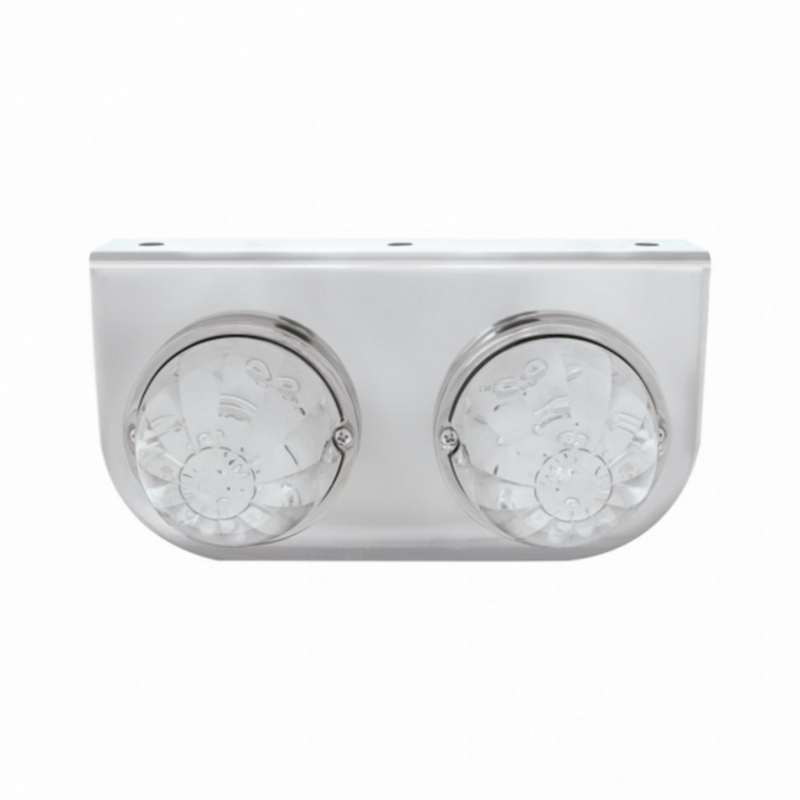 UP-32325 Stainless Light Bracket With 2X 17 LED Watermelon Lights - Red LED/Clear Lens