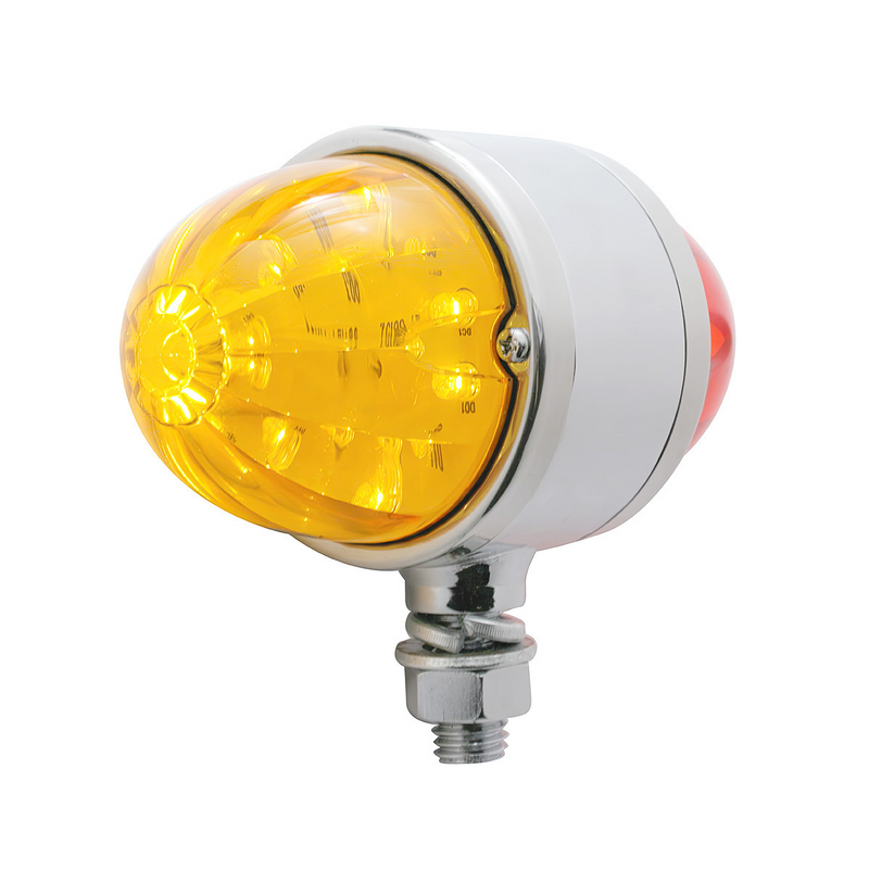 UP-32326 17 LED Watermelon Double Face Light W/Chrome Housing - Amber & Red LED/Amber & Red Lens