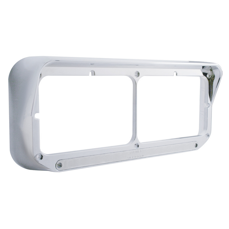 UP-32349 14 LED Chrome Rectangular Dual Headlight Bezel With Visor - Amber LED/Chrome Lens