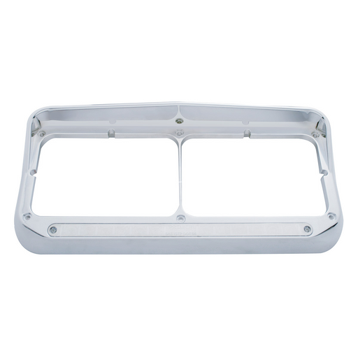 UP-32352 14 LED Chrome Rectangular Dual Headlight Bezel With Visor - Amber LED/Clear Lens