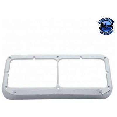 14 LED Chrome Rectangular Dual Headlight Bezel - Amber LED/Chrome Lens #32383 Light Gray