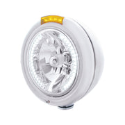 #32476 Stainless Steel Classic Headlight H4 With 34 White LED & Signal - Amber Lens HEADLIGHT Light Gray