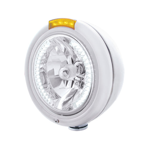#32476 Stainless Steel Classic Headlight H4 With 34 White LED & Signal - Amber Lens HEADLIGHT Light Gray