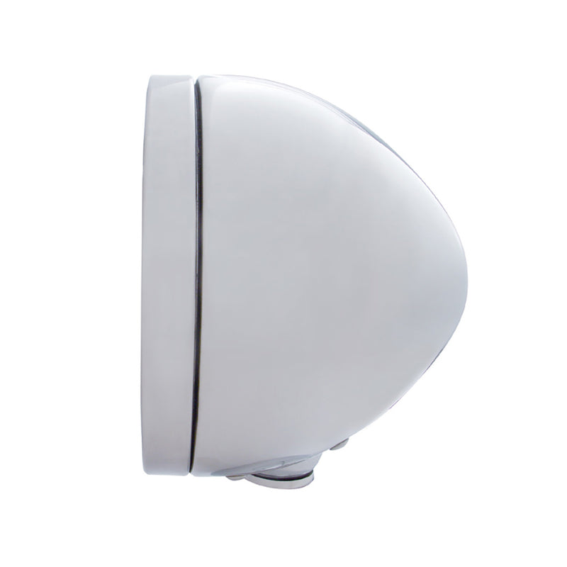 #32476 Stainless Steel Classic Headlight H4 With 34 White LED & Signal - Amber Lens HEADLIGHT Gray