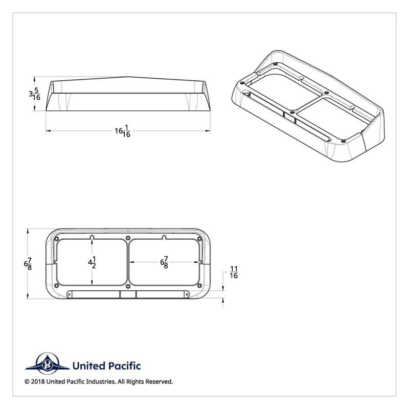 Rectangular Dual Headlight Bezel With Visor And LED Sequential Light Bar (Driver) - Amber LED/Clear Lens