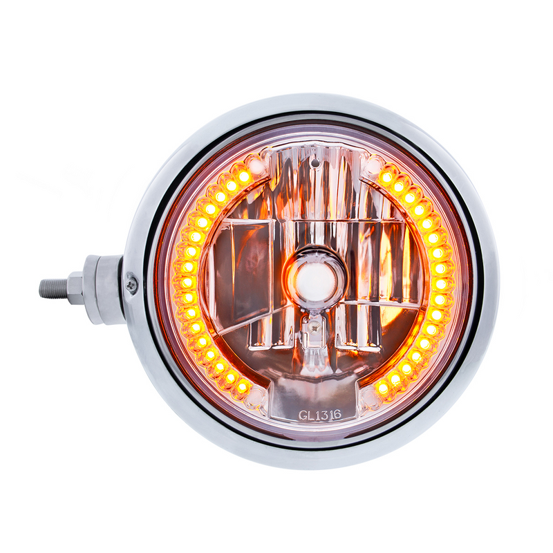 SS Guide 682-C Style Headlight Assembly W/Crystal Lens & 34 LEDs Position Light - L/H (Horizontal Mount)