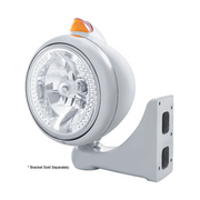 Stainless Steel Guide 682-C Headlight H4 With White LED & Original Style LED Signal - Amber Lens