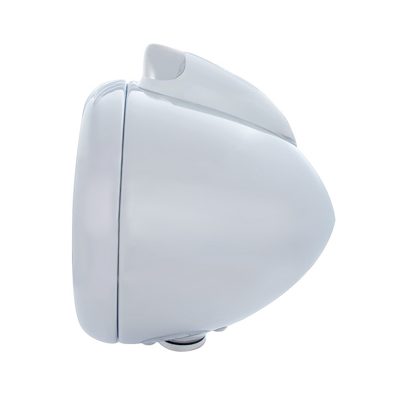 Stainless Steel Guide 682-C Headlight H4 With White LED & Original Style LED Signal - Clear Lens
