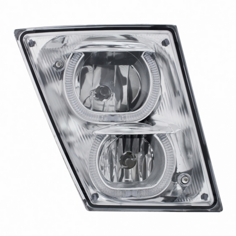 Chrome Fog/Driving Light W/White LED Light Bar For 2003-2017 Volvo VN/VNL - Passenger