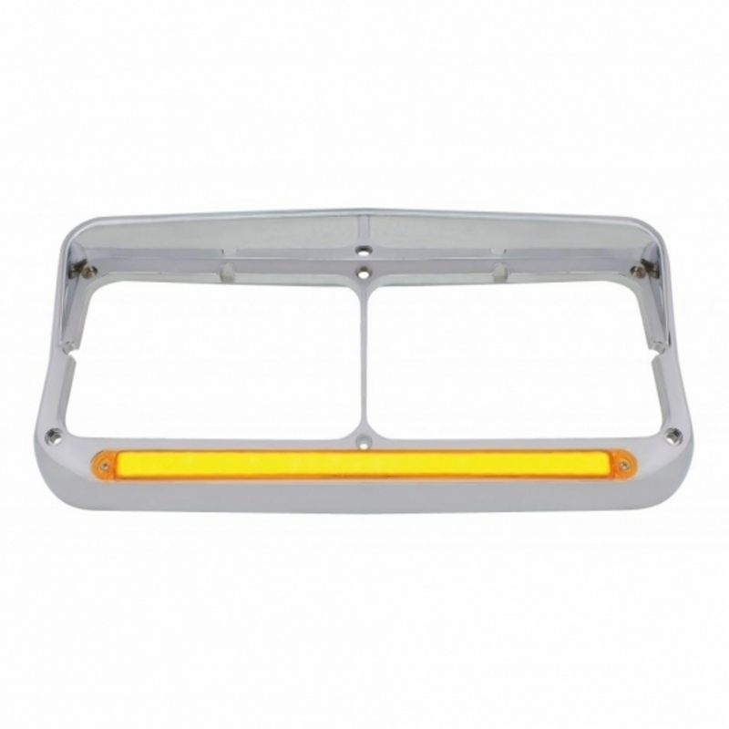 Bisel de faro doble rectangular de 24 LED con visera y GloLight - LED ámbar/lente ámbar