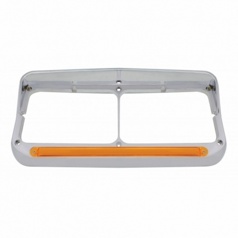 Bisel de faro doble rectangular de 24 LED con visera y GloLight - LED ámbar/lente ámbar