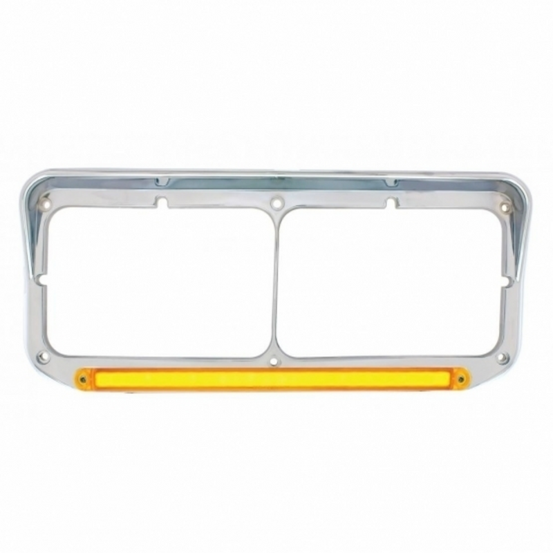 Bisel de faro doble rectangular de 24 LED con visera y GloLight - LED ámbar/lente ámbar