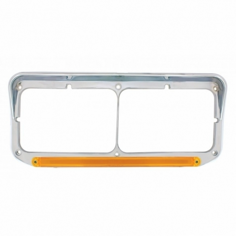 Bisel de faro doble rectangular de 24 LED con visera y GloLight - LED ámbar/lente ámbar