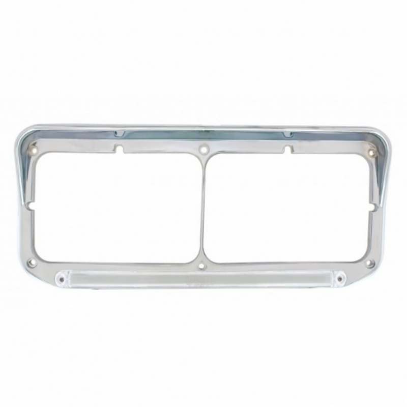 24 LED Rectangular Dual Headlight Bezel With Visor & GloLight - Amber LED/Clear Lens